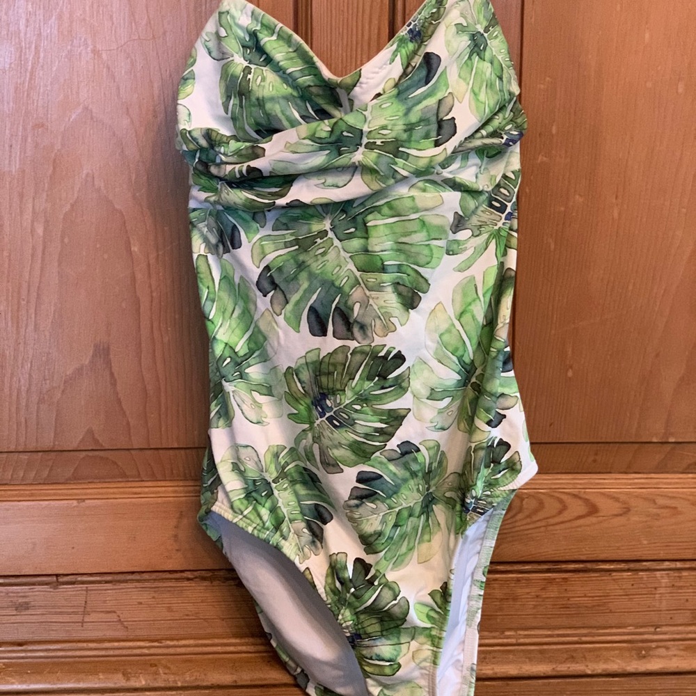 Shoshanna green and white one piece swimsuit